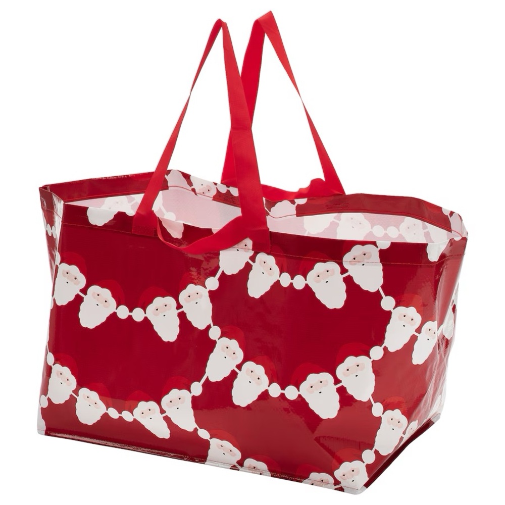 Ikea nwt VINTERFINT Christmas Shopping bag, large, Santa Claus pattern red